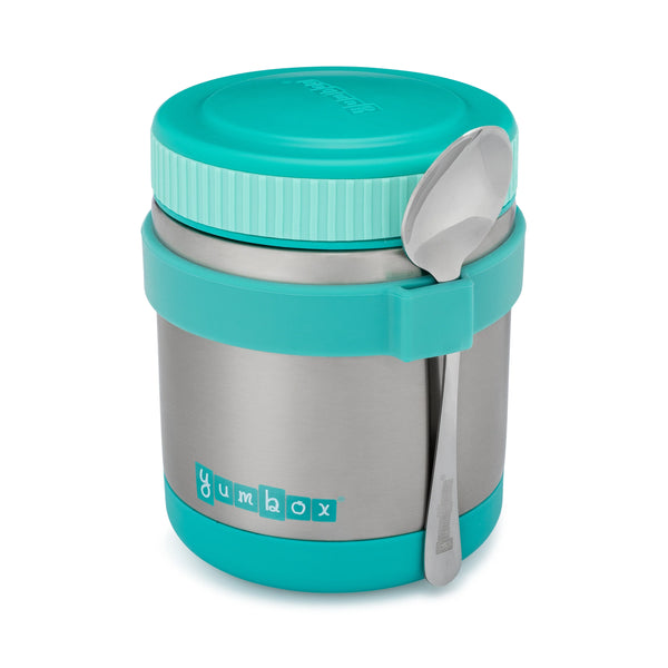 Yumbox Zuppa with Spoon and Band (Caicos Aqua) | Thermal Food Jar for Hot Lunch