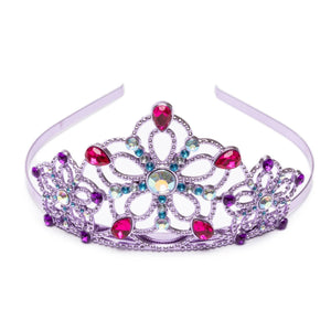 Decorative tiara with gemstones on a white background