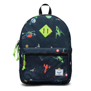 Backpack with space-themed design on a white background