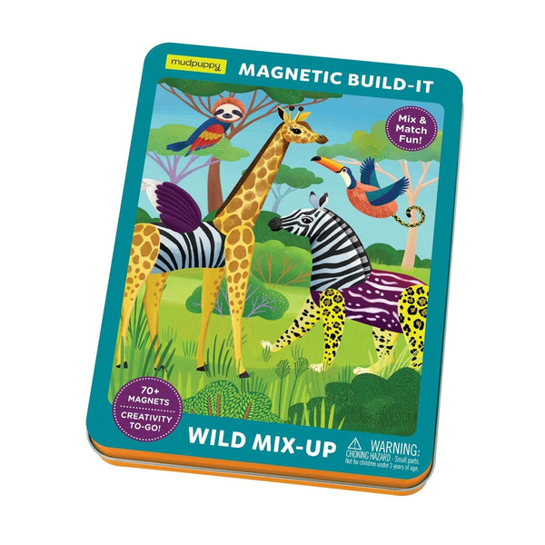 Mudpuppy Magnetic Tin Play Sets | Wild Mix-Up Magnetic Build-It