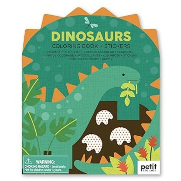 Petit Collage Colouring Book with Stickers | Dinosaurs