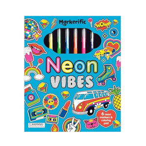 Pack of neon markers with colorful design on a white background