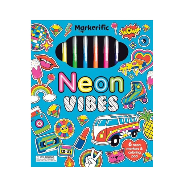 Pack of neon markers with colorful design on a white background