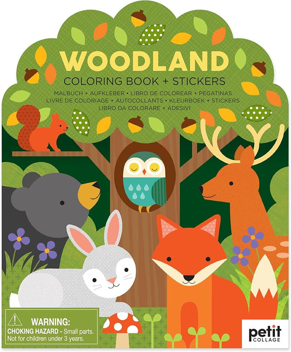 Petit Collage Colouring Book with Stickers | Woodland