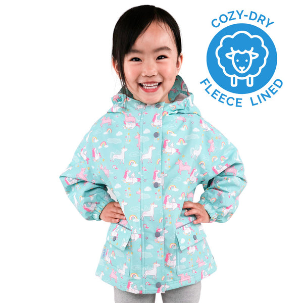 Jan & Jul Cozy-Dry (Fleece-Lined) Rain Jacket | Unicorn