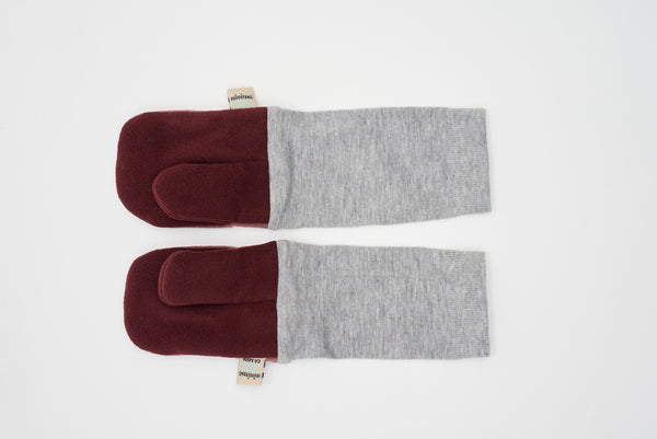 MimiTENS Double Fleece Children's Mittens | Pink + Burgundy