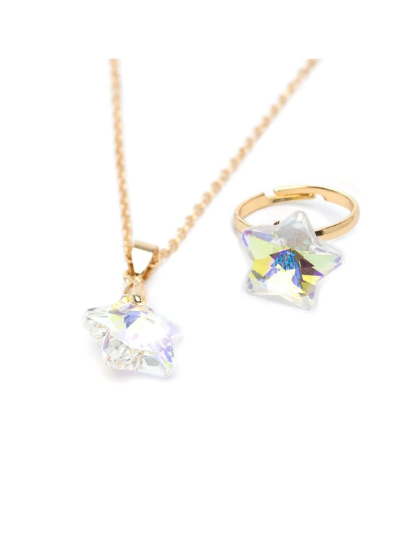 Great Pretenders Boutique Holographic Star Necklace and Ring Set