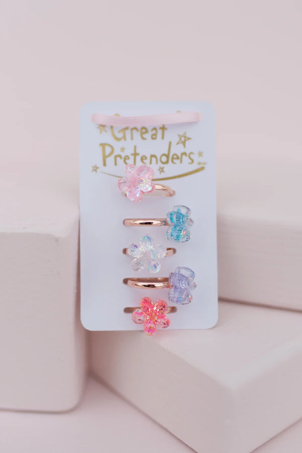 Great Pretender Boutique Shimmer Flower Rings