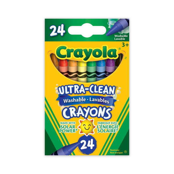 Crayola Ultra-Clean crayons packaging with 24 crayons on a white background