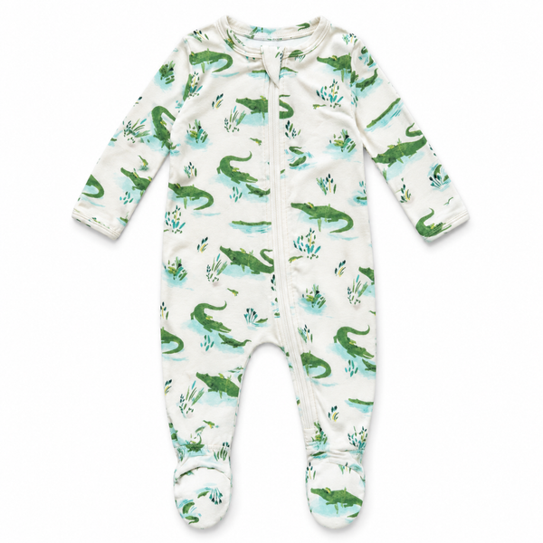 Angel Dear Bamboo Zipper Footie | Gators Ivory