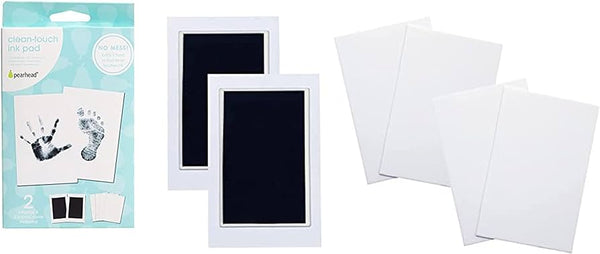 Pearhead Clean-Touch Ink Pad | Set of 2 inkpads & 4 imprint cards