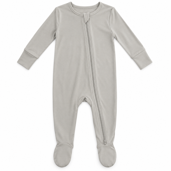 Angel Dear Bamboo Zipper Footie | Solid Light Gray