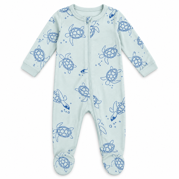 Silkberry Baby Footed Bamboo Sleeper with Zipper | Sea Turtle