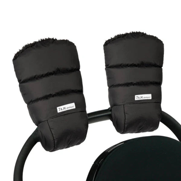 7AM WarmMuff Stroller Hand Muffs | Plush Collection | Black