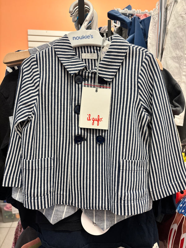Il Gufo Striped Cotton Jacket — 12 months