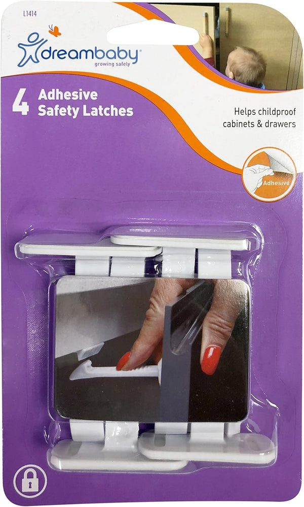 Dreambaby Adhesive Safety Latches, Regular, 4 Pack