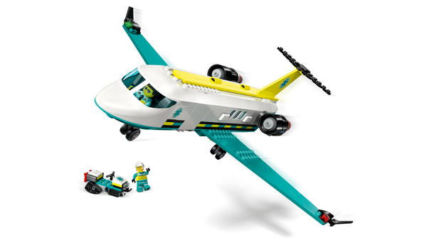 Toy helicopter with two figures on a white background