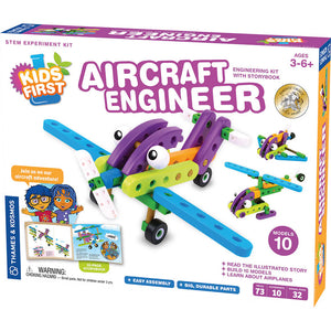 Aircraft Engineer toy set packaging with colorful airplane model and branding details.