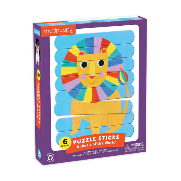 Mudpuppy Puzzle Sticks | Animals of the World