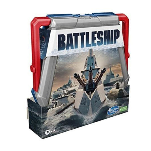Battleship game box with red and blue design on a white background