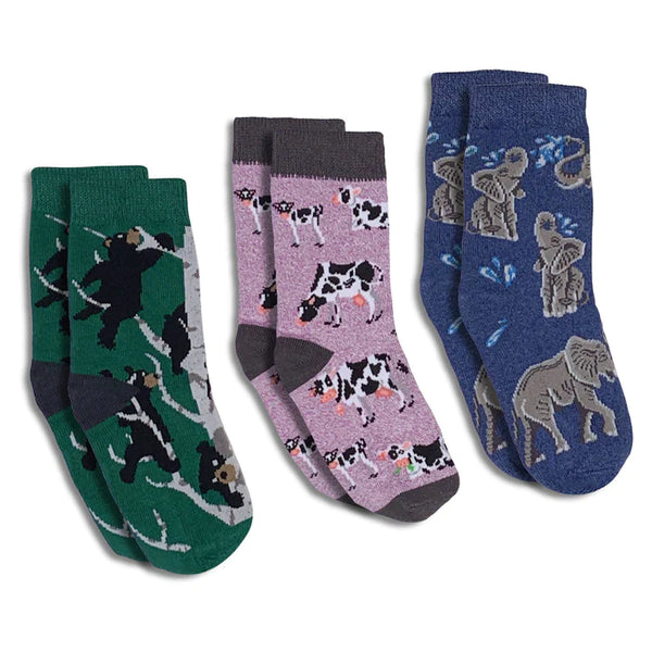 Good Luck Socks 3-Pack | Bears, Cows, Elephants