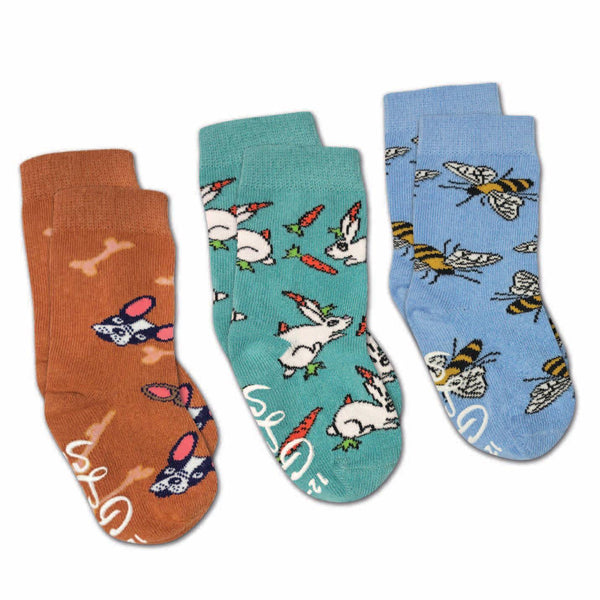 Good Luck Socks 3-Pack | Bees, Bunnies, Dogs