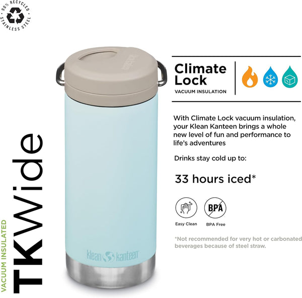 Klean Kanteen 12 oz TKWide Insulated Water Bottle with Twist Cap