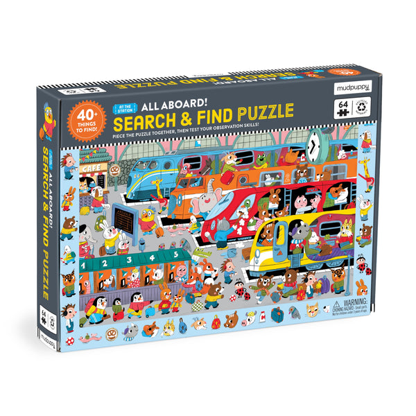 Mudpuppy| All Aboard! Search and Find Puzzle 64 Pieces