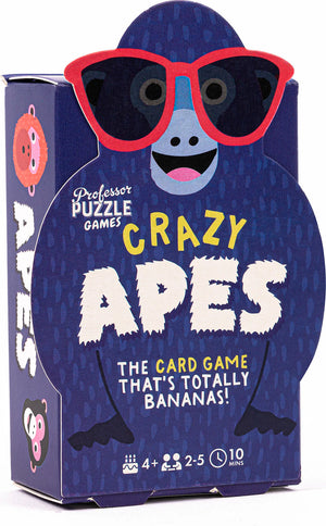 Box of 'Crazy Apes' card game with cartoon ape design and colorful text.