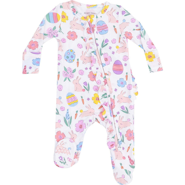 Angel Dear Bamboo Zipper Footie | Easter Bunnies with Ruffle