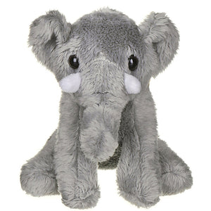 Plush elephant toy on a white background