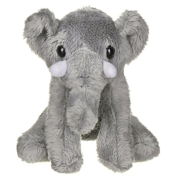 Plush elephant toy on a white background