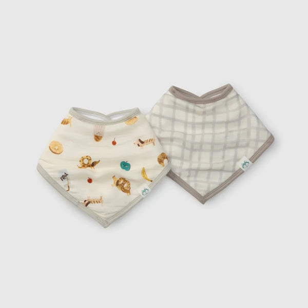 LouLou Lollipop | Muslin Bandana Bib Set (2-Pack) | French Breakfast