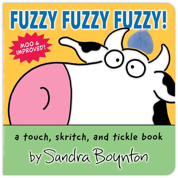 Book cover of 'Fuzzy Fuzzy Fuzzy!' by Sandra Boynton with a cartoon cow illustration.