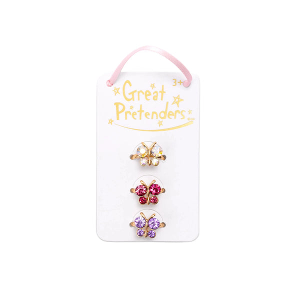 Great Pretenders Boutique Butterfly Gem Rings | 3 piece set