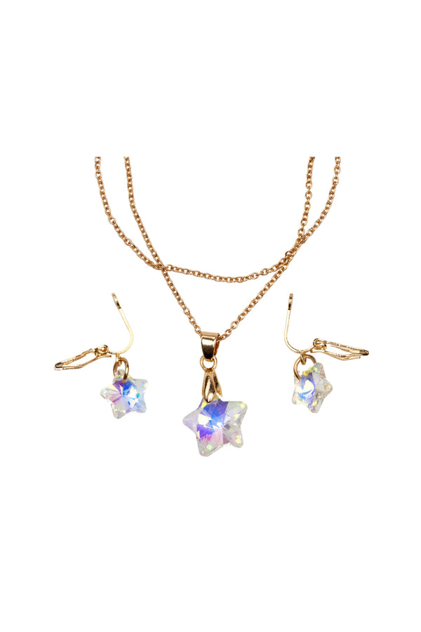 Great Pretenders Boutique Holographic Star Necklace/Ring Set OR Necklace/Clip-On Earrings Set, Assorted