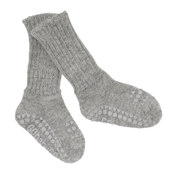 GoBabyGo Alpaca Wool Non-Slip Socks | Grey Melange
