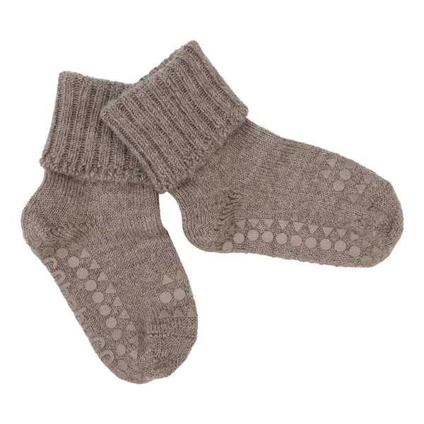 GoBabyGo Alpaca Wool Non-Slip Socks | Walnut