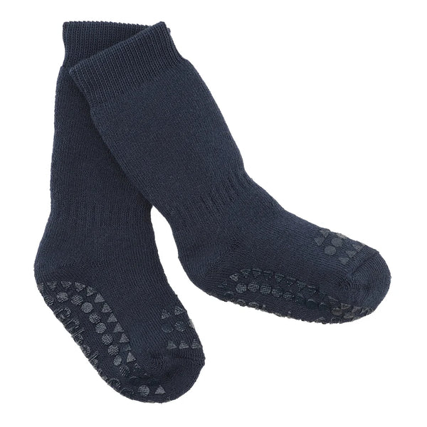 GoBabyGo Cotton Non-Slip Socks | Petroleum Navy Blue