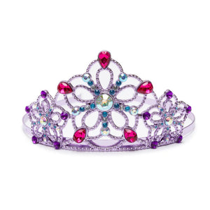 Purple princess tiara with gemstones on a white background