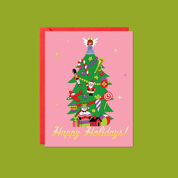 Lucky Goods Greeting Card | Happy Holidays Tree
