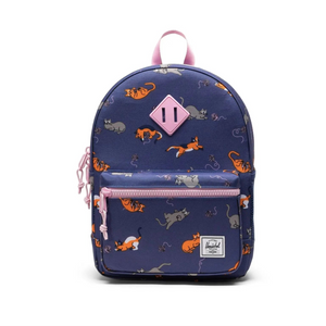 Backpack with animal pattern and pink accents on a white background