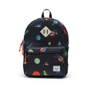 Backpack with space-themed design on a white background