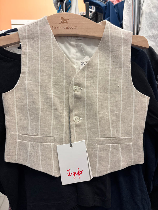 Il Gufo Striped Linen Vest — 6 months