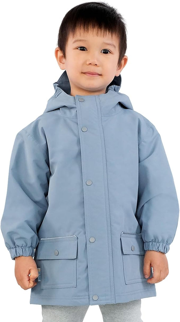 Jan & Jul Cozy-Dry (Fleece-Lined) Rain Jacket | Dusty Blue | Size 3 years