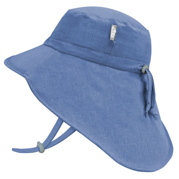 Jan and Jul Gro-With-Me Aqua-Dry, Water-Repellent Adventure Hat | Blue with Blue Trim