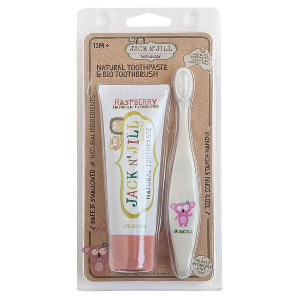 Jack N' Jill  | Tooth Buddy Pack Toothpaste and Toothbrush | Raspberry & Monkey