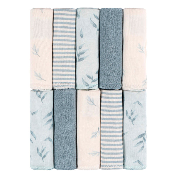 Just Born Package of 10 Wash Cloths | Blue