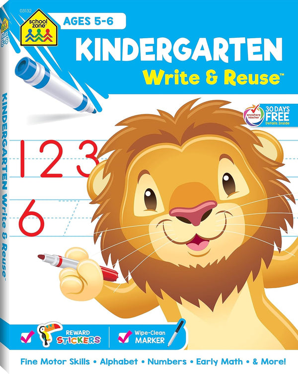 School Zone| Kindergarten Write and Re-Use Activity Book