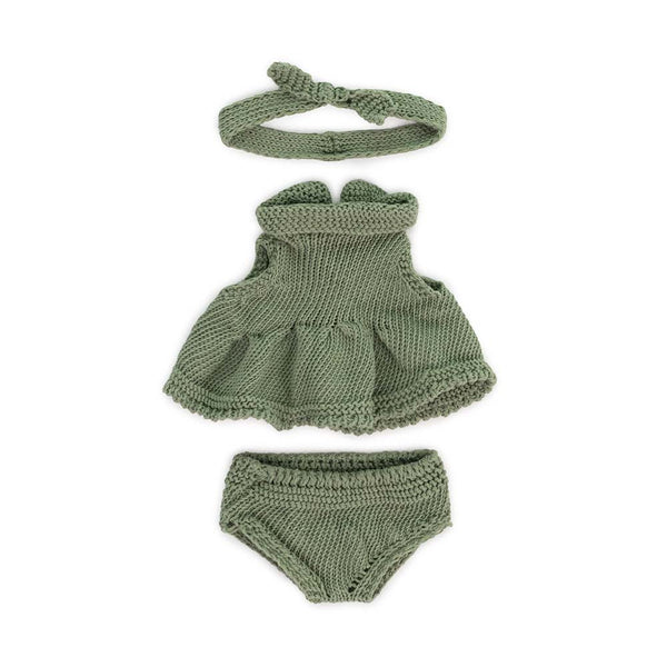 Miniland Doll Clothes | Knitted Doll Dress & Headband | 8 1/4”